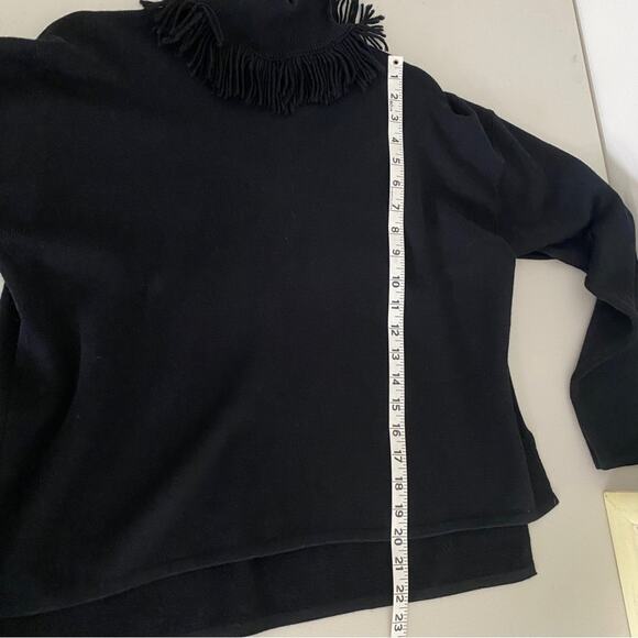 Bitte Kai Rand Classic Merino Wool Blend Black Fringe Turtleneck Sweater Small - Picture 5 of 9